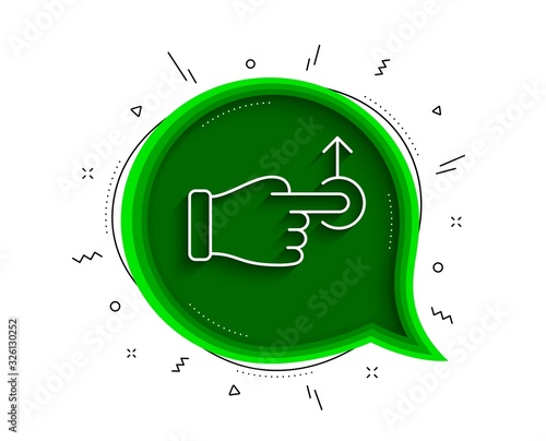 Drag drop gesture line icon. Chat bubble with shadow. Slide arrow sign. Swipe action symbol. Thin line drag drop icon. Vector