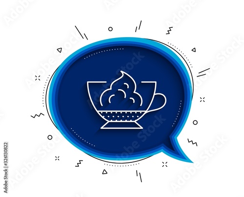 Espresso with whipped cream icon. Chat bubble with shadow. Hot coffee drink sign. Beverage symbol. Thin line espresso cream icon. Vector