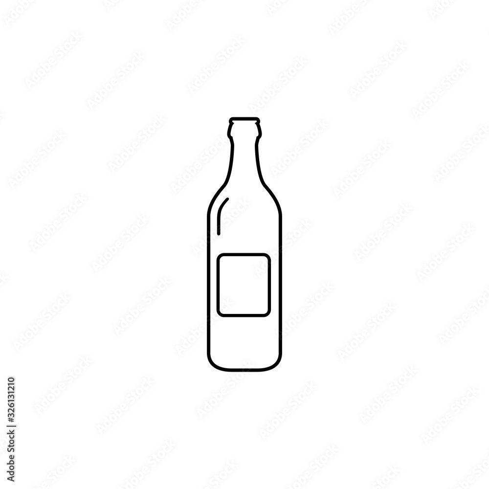 Single flat beer bottle line icon isolated on a white background. Vector Single flat beer bottle line icon isolated on a white background. Vector