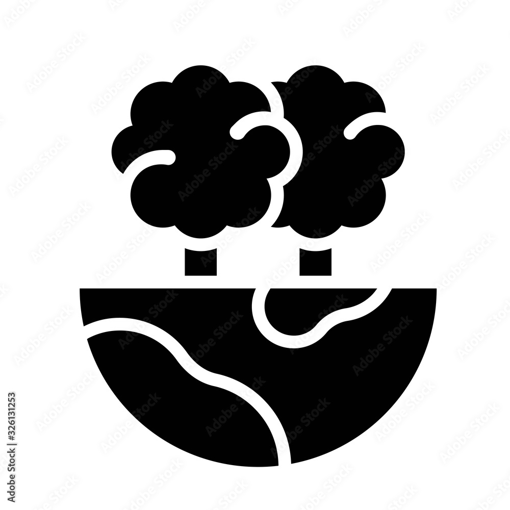 environment related tree on eart globe vector in solid design,