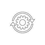 Workflow process line icon in flat style. Gear cog wheel with arrows vector illustration on white isolated background. Workflow business