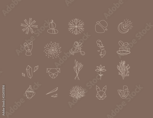 Set natural flat signs brown
