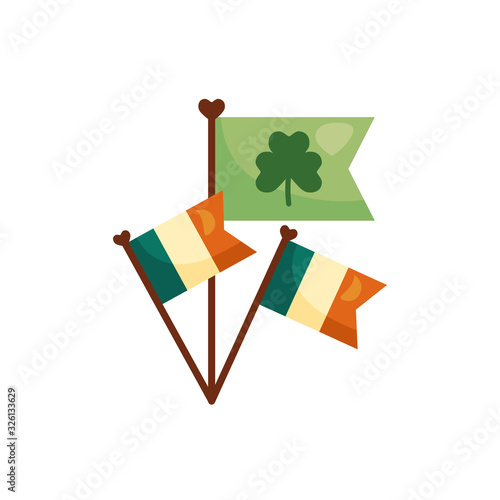 irish flags with flag and clover leaf detaild style photo