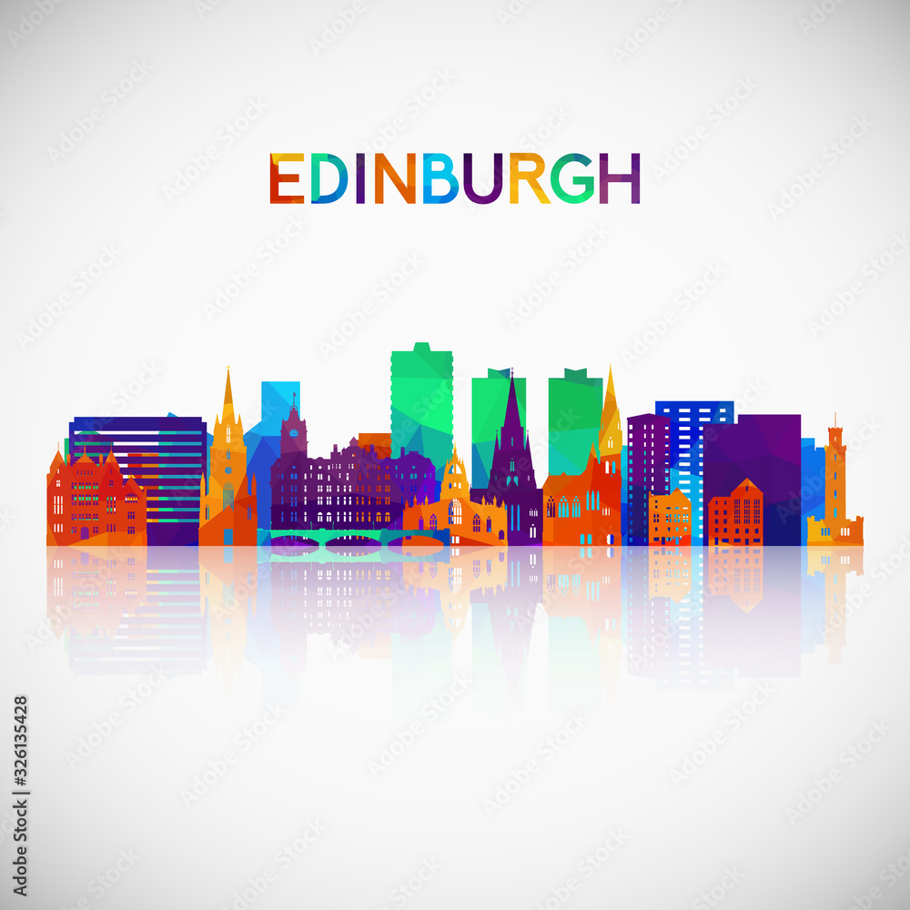 Edinburgh skyline silhouette in colorful geometric style. Symbol for your design. Vector illustration.