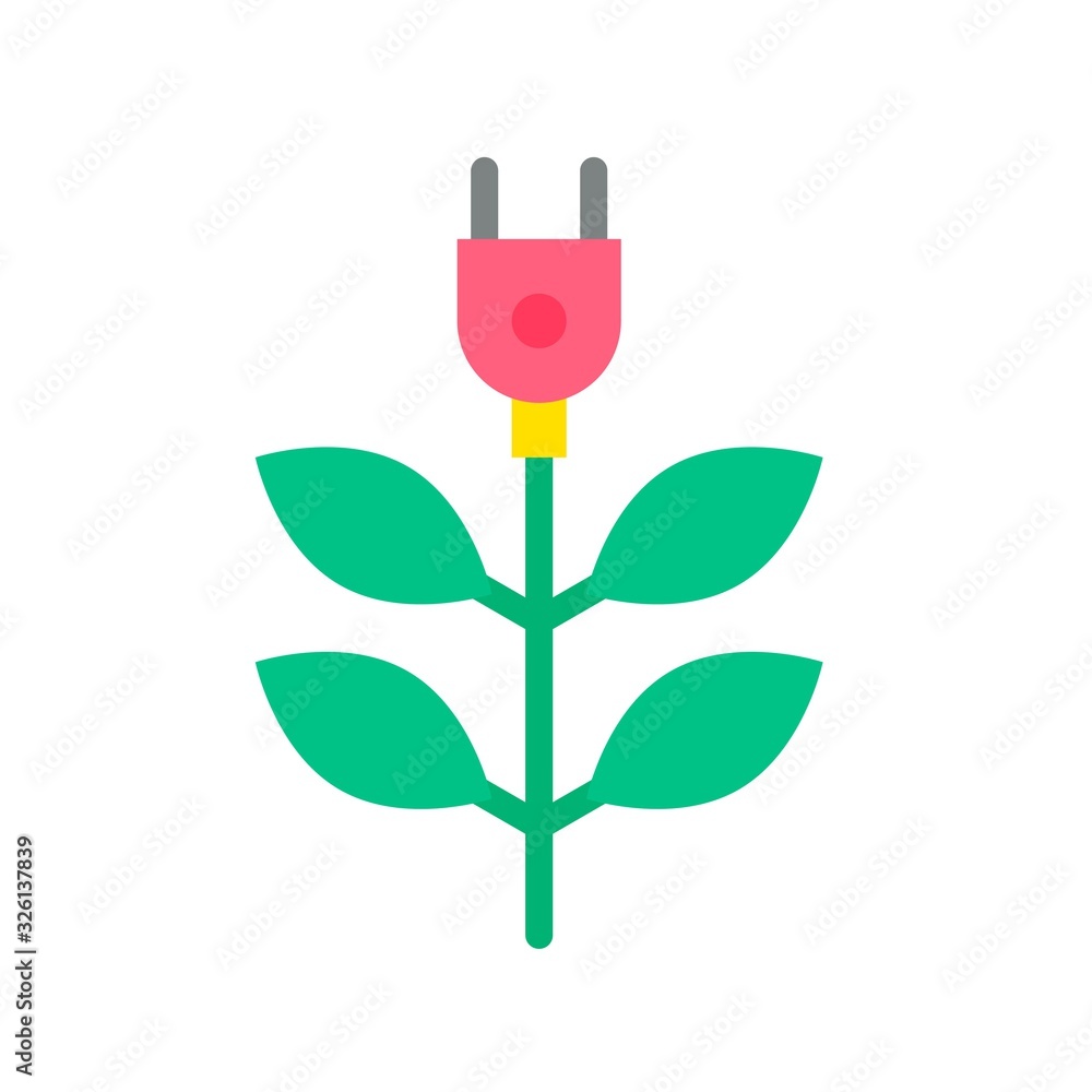 sustainable or recycle related switch on leafs vector in flat style, sustainable or recycle related switch on leafs vector in flat style,