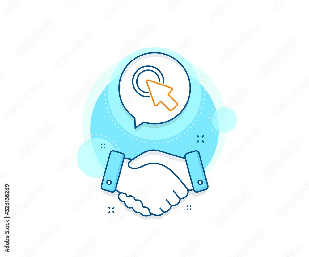 Push the button sign. Handshake deal complex icon. Click here line icon. Web cursor symbol. Agreement shaking hands banner. Click here sign. Vector Push the button sign. Handshake deal complex icon. Click here line icon. Web cursor symbol. Agreement shaking hands banner. Click here sign. Vector