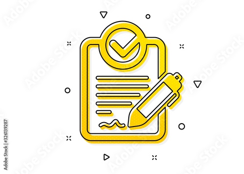 Request for proposal sign. Rfp icon. Report document symbol. Yellow circles pattern. Classic rfp icon. Geometric elements. Vector