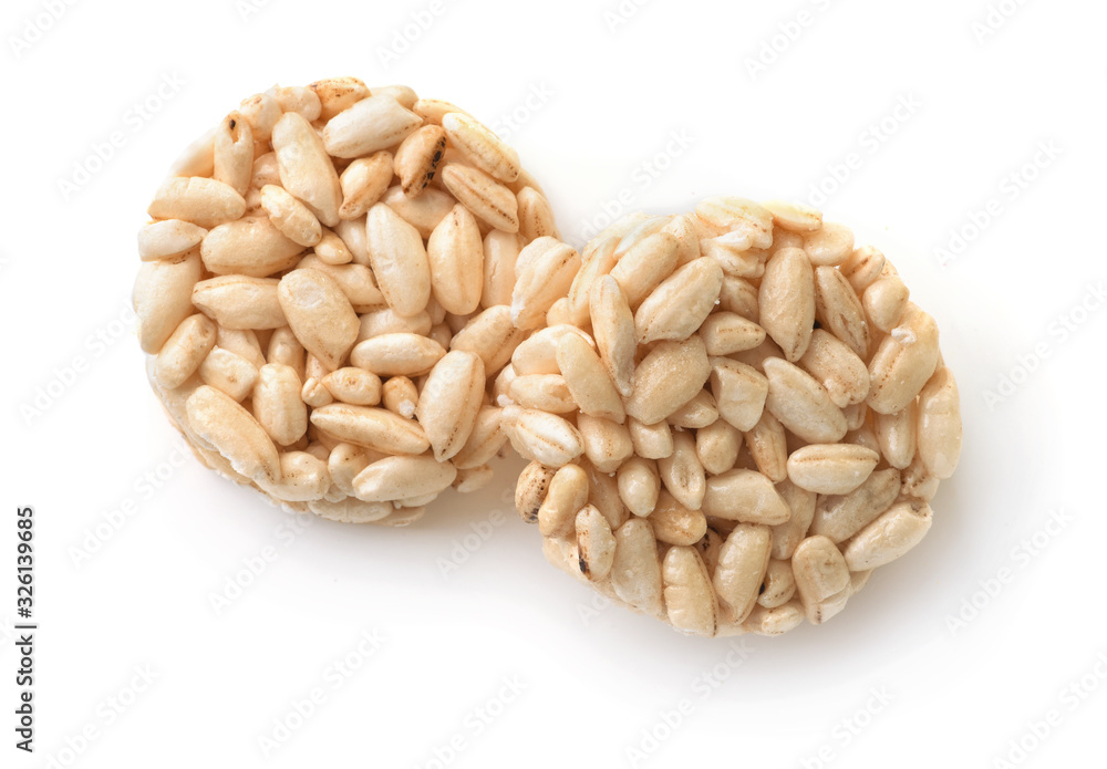 Top view of puffed rice cakes Top view of puffed rice cakes
