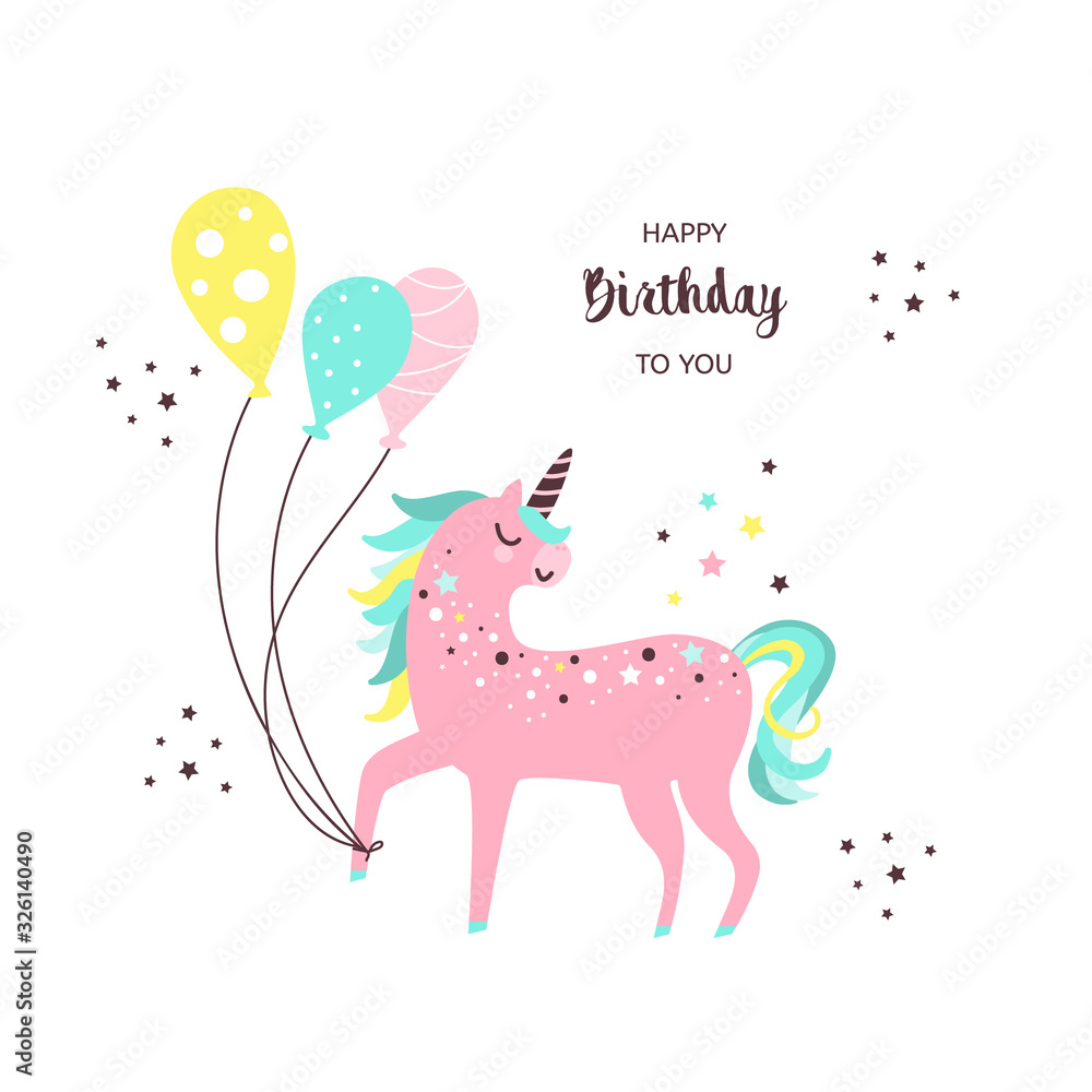 Fototapeta premium HappyBirthdayUnicorn