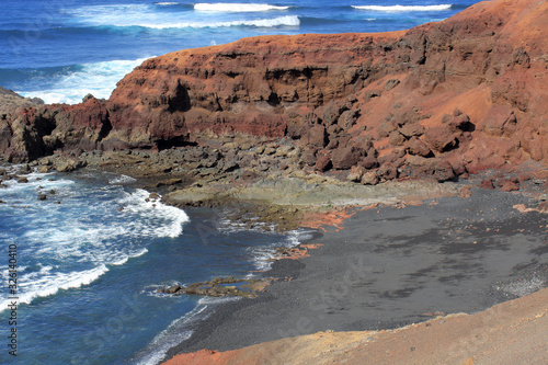 The Volcanic Black Sand Beach at El Golfo, Lanzarote