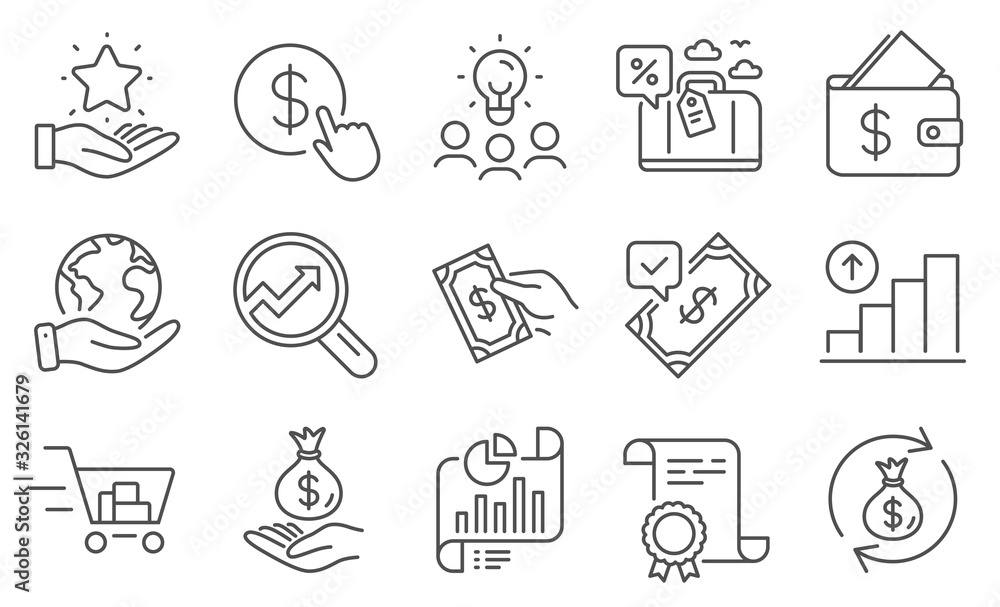 Set of Finance icons, such as Buy currency, Report document. Diploma, ideas, save planet. Pay money, Graph chart, Loyalty program. Accepted payment, Income money, Travel loan. Vector Set of Finance icons, such as Buy currency, Report document. Diploma, ideas, save planet. Pay money, Graph chart, Loyalty program. Accepted payment, Income money, Travel loan. Vector