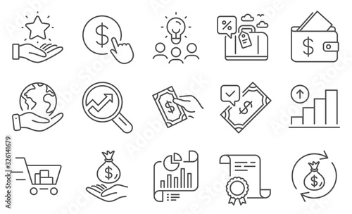 Set of Finance icons, such as Buy currency, Report document. Diploma, ideas, save planet. Pay money, Graph chart, Loyalty program. Accepted payment, Income money, Travel loan. Vector