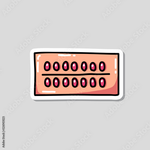 birth control pills doodle icon, vector illustration