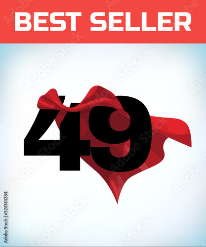 Arabic number forty nine in the red cloak of the winner of the super hero. - Vector