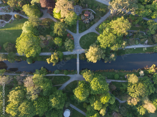 A green and beautiful park in Christchurch aerial view