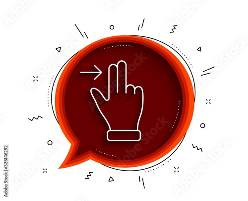 Touchscreen gesture line icon. Chat bubble with shadow. Slide right arrow sign. Swipe action symbol. Thin line touchscreen gesture icon. Vector