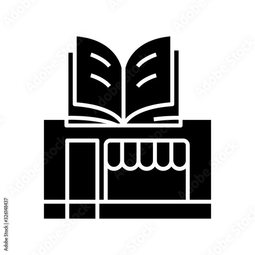 Bookstall black icon, concept illustration, vector flat symbol, glyph sign.