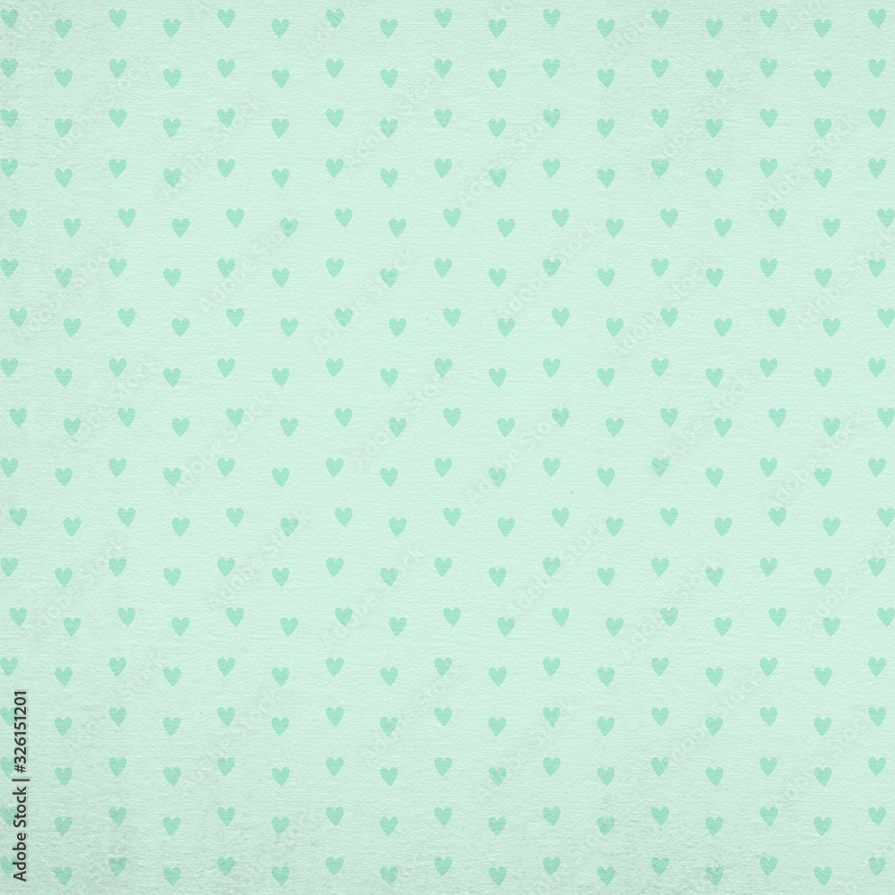 Aqua heart pattern textured paper background
