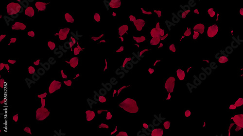 Romantic flying red rose petals. God for St. Valentine's Day, Mother's Day, wedding or etc. 3d rendering.