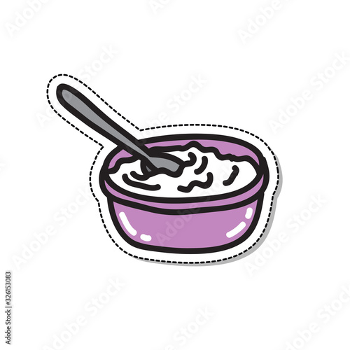 yogurt doodle icon, vector illustration