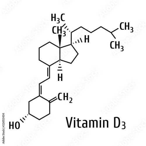 Vitamin d chemical phormula vector illustration. Molecular structure.