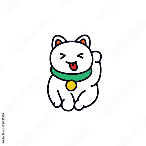 maneki neko doodle icon, vector illustration