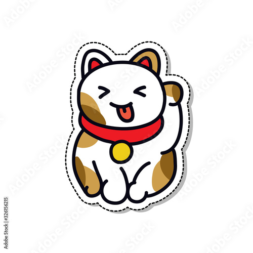 maneki neko doodle icon, vector illustration