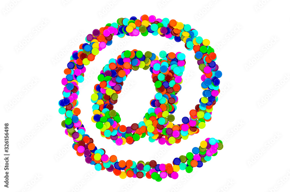 E-mail symbol from confetti. 3D rendering E-mail symbol from confetti. 3D rendering