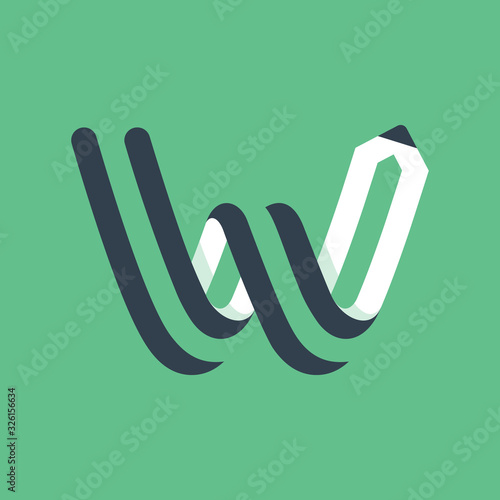 W letter logo formed by pencil.
