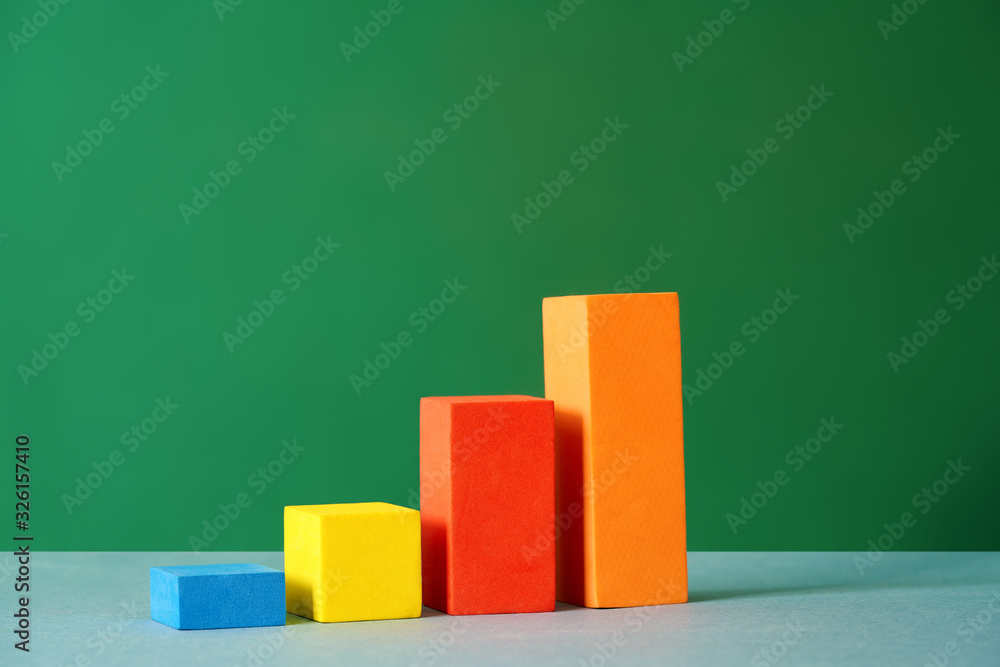 Toy wooden blocks increasing diagram Toy wooden blocks increasing diagram