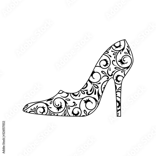 woman's high heel shoe with ornament
