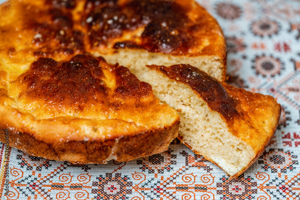 delicious cut pie on the tablecloth delicious cut pie on the tablecloth