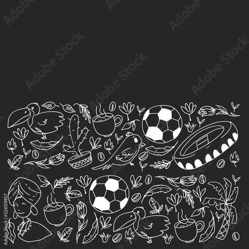 Rio de janeiro Brazil. Vector pattern with national symbols.