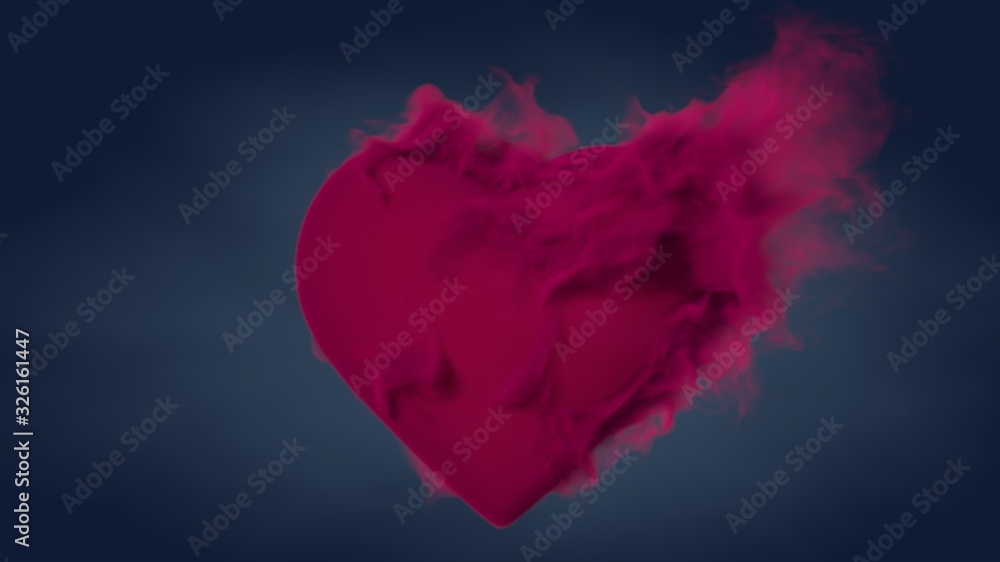 Heart shape with realistic smoke. Burning love symbol with flames. Abstract valentine's day background. 3d rendering. Heart shape with realistic smoke. Burning love symbol with flames. Abstract valentine's day background. 3d rendering.