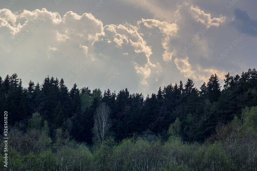 Dramatic cloudy sky. Fluffy clouds. Dramatic cloudy sky. Fluffy clouds.