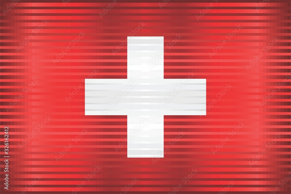 Obraz premium Shiny Grunge flag of the Switzerland - Illustration, Three dimensional flag of Switzerland