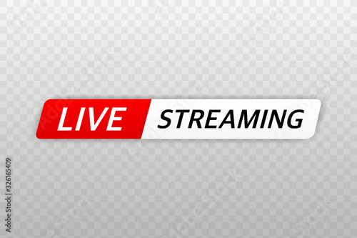 Live Streaming Icon, Badge, Emblem for broadcasting or online tv stream. Vector in flat design style.