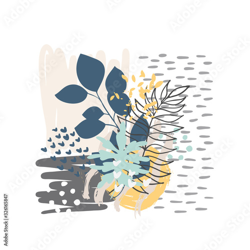 Hand drawn abstract floral background isolated on white. Vector
