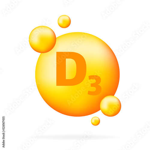 Vitamin D3. Niacin vitamin drop pill capsule icon.