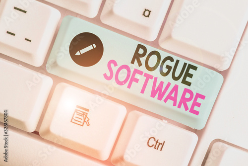 Text sign showing Rogue Software. Business photo text type of malware that poses as antimalware software photo