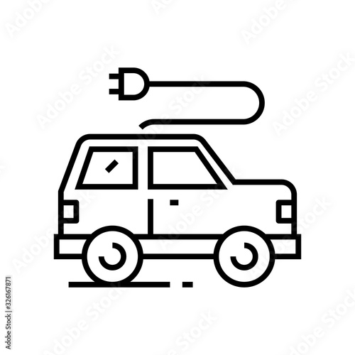 Wallpaper Mural Electrocar line icon, concept sign, outline vector illustration, linear symbol. Torontodigital.ca