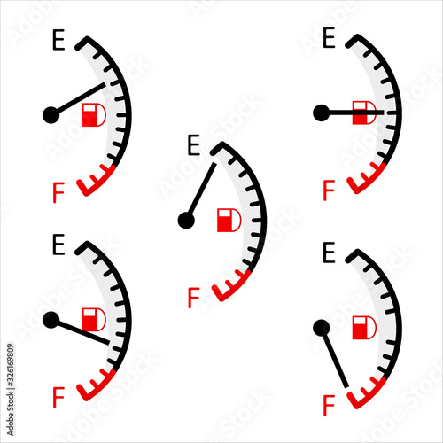 Fuel gauge. Full tank. Car dashboard.