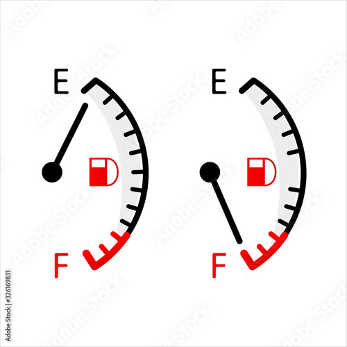 Fuel gauge. Full tank. Flat design. Vector illustration.