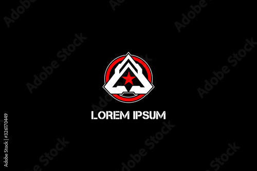 the letter A triangle forms with star simple abstract logo military theme or for tactical