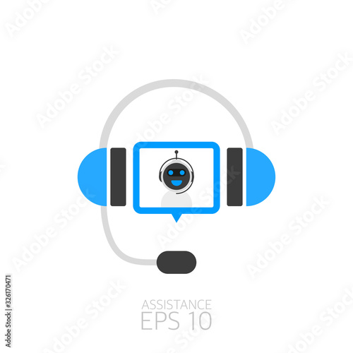 Chatbot icon concept, chat bot or chatterbot. Robot Virtual Assistance Of Website Or Mobile Applications