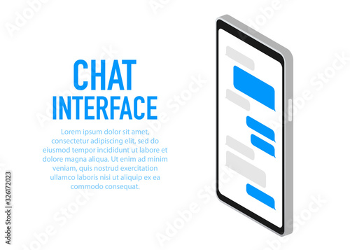 Trendy Chat interface Application with Dialogue window. Sms Messenger. Vector illustration.