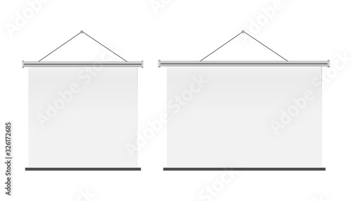 White blank projection screen for presentation or conference.