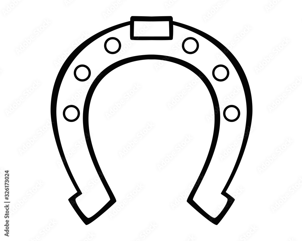 Horseshoe symbol of good luck - vector linear picture for coloring. Outline. Horseshoe is a talisman of abundance and good luck. Horseshoe for good luck. Horseshoe symbol of good luck - vector linear picture for coloring. Outline. Horseshoe is a talisman of abundance and good luck. Horseshoe for good luck.