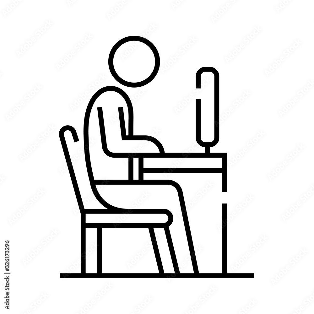 Freelancer at work line icon, concept sign, outline vector illustration, linear symbol. Freelancer at work line icon, concept sign, outline vector illustration, linear symbol.