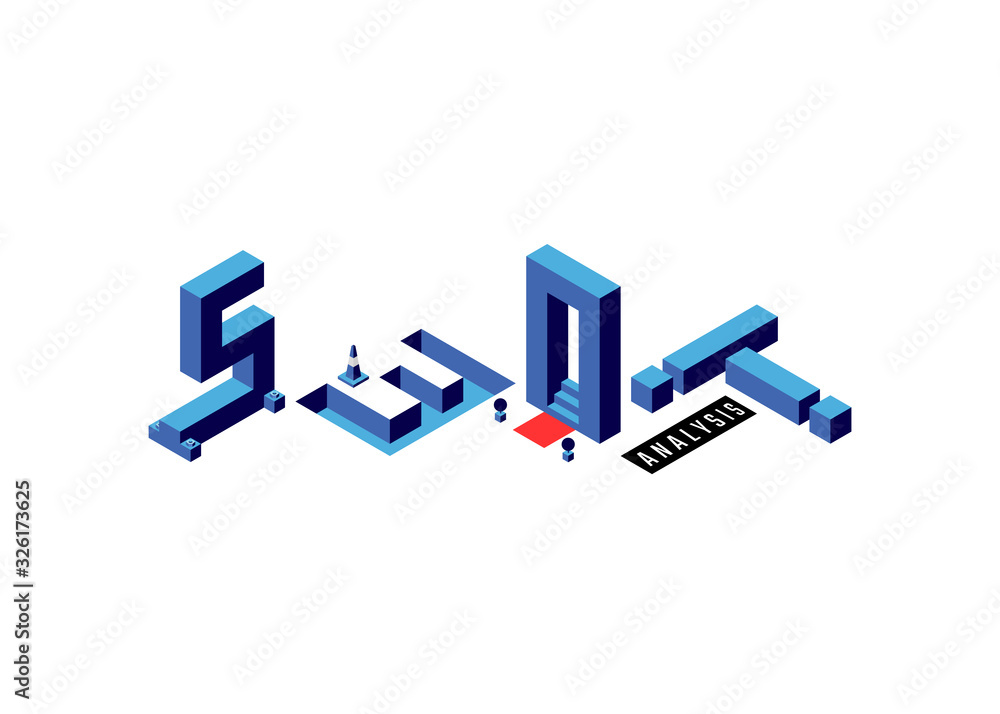 Swot Lettering Pretty SWOT analysis isometric design. Strength, weakness, opportunity and ...